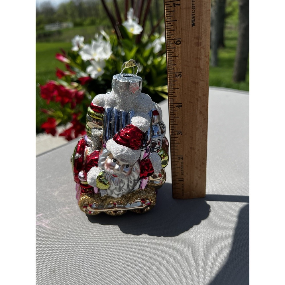 Vintage Christmas Ornament European Style Hand Crafted Glass Santa Clause Train - Picture 6 of 11